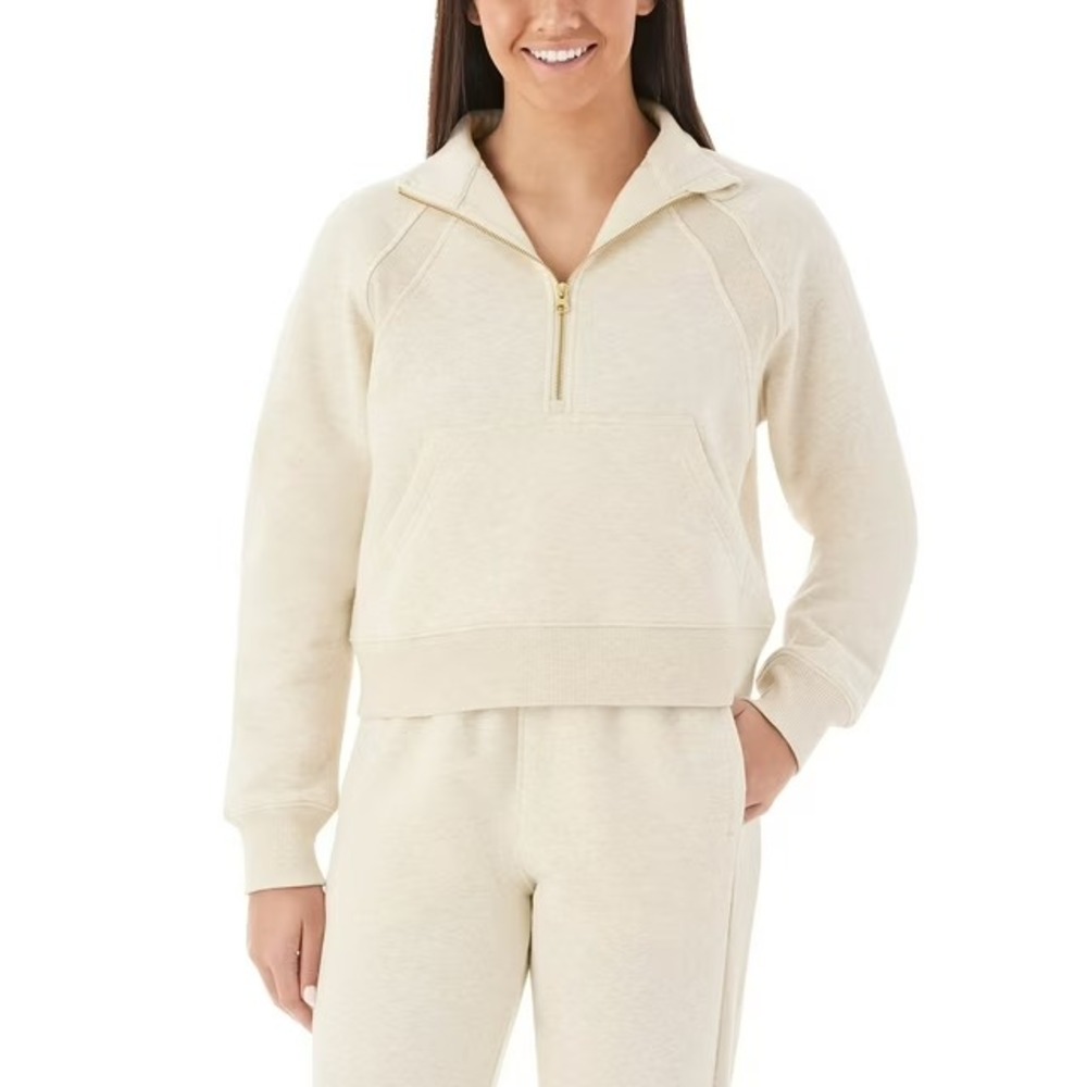 Member's Mark Women's Fleece Half-Zip Pullover Size XXL Cream NWT